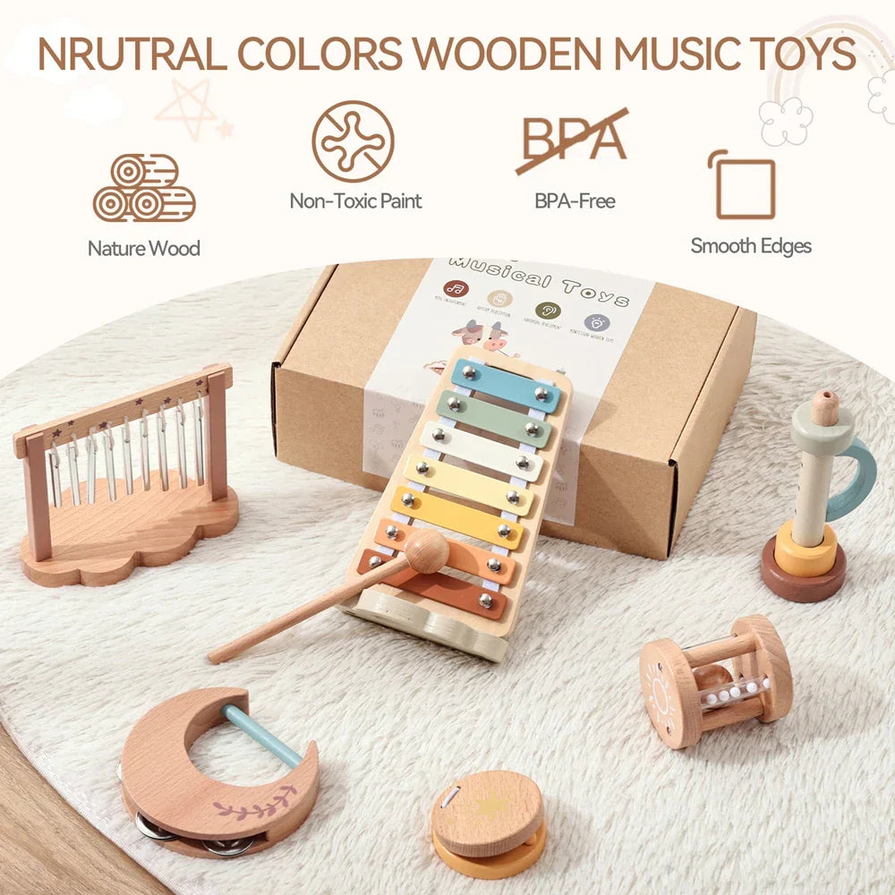 Wooden cartoon educational xylophone with colorful pastel keys for children music instruments girl toys wooden set