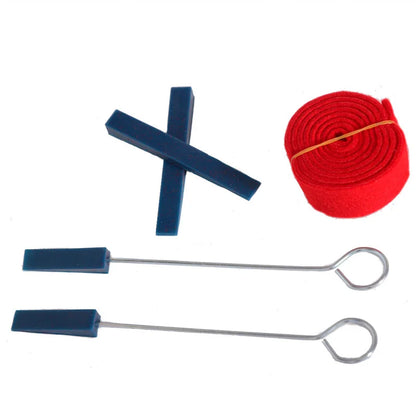 Blue rubber and metal 7pcs set professional piano tuning tools with red felt strap for tuner tuning lever use