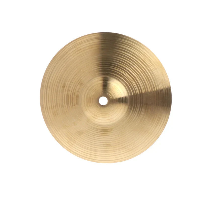 Golden-bronze 12inch brass cymbals percussion drum alloy crash with concentric grooves and central mounting hole for drummers