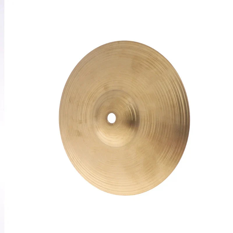 A golden-bronze 12inch brass cymbals percussion drum alloy crash cymbal with concentric grooves and central hole