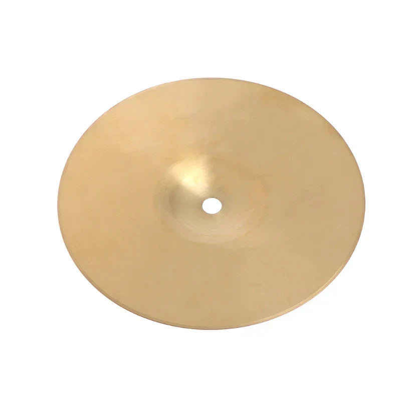 A 12inch brass cymbals percussion drum alloy crash cymbal with a golden bronze smooth reflective surface and central hole