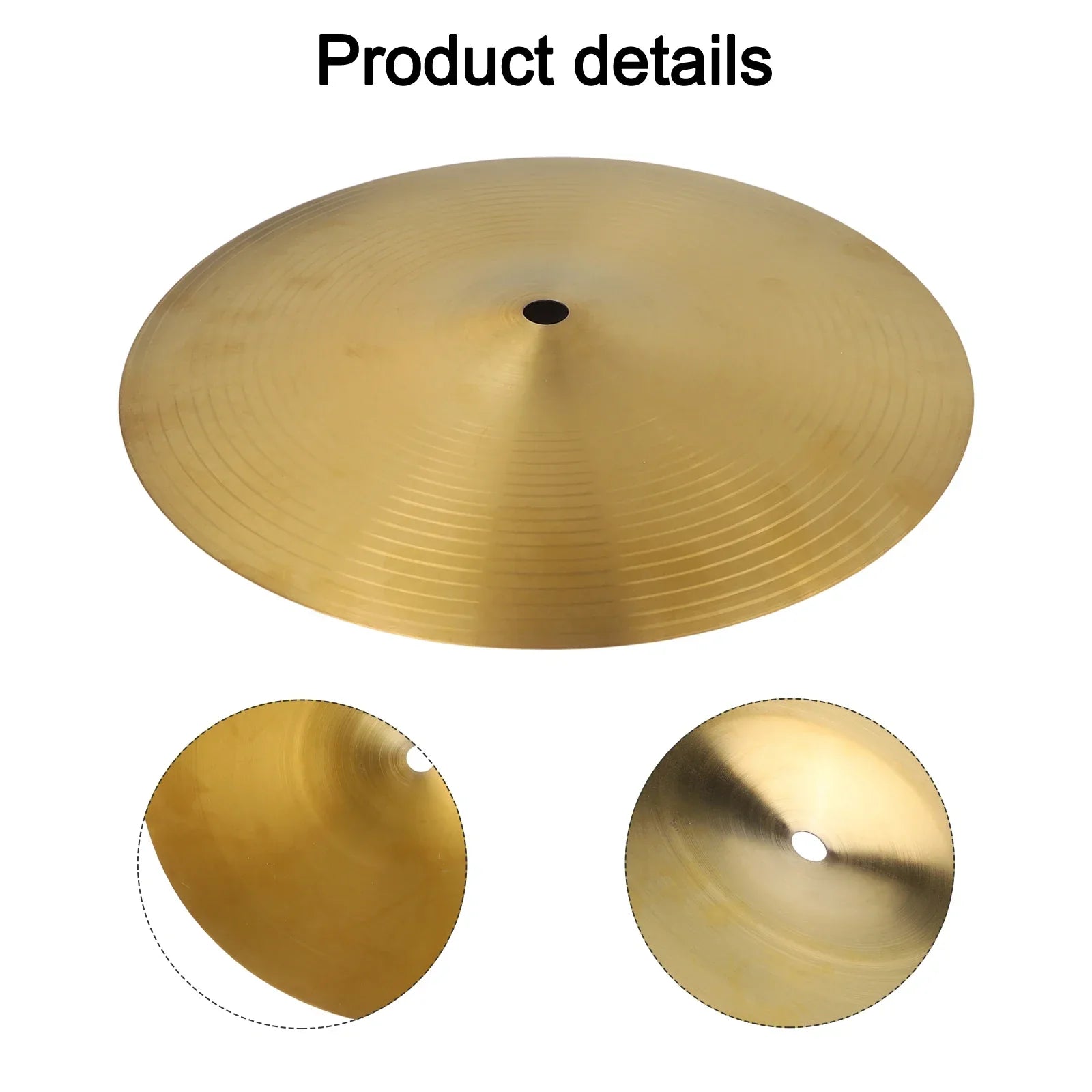 Golden 8 10 inch drum brass cymbal with concentric ridges and central hole for percussion splash crash use