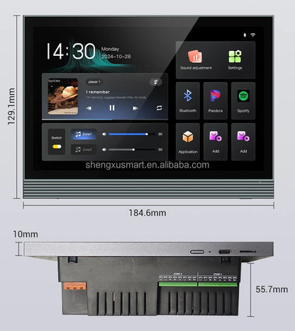 10.5 inch touchscreen car stereo with silver bezel and bluetooth for pandora and spotify as background music host amplifier smart home device