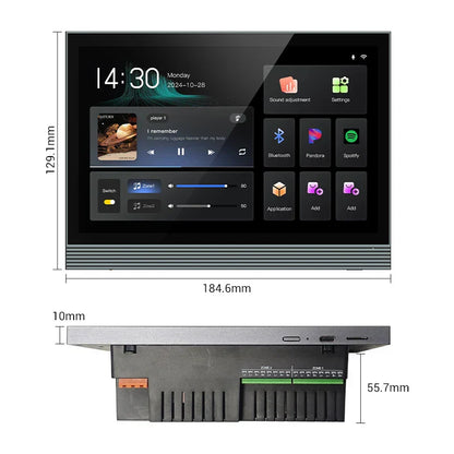 Black touchscreen 8 channel 7 inch background music host audio amplifier smart home amplifier with music controls and apps