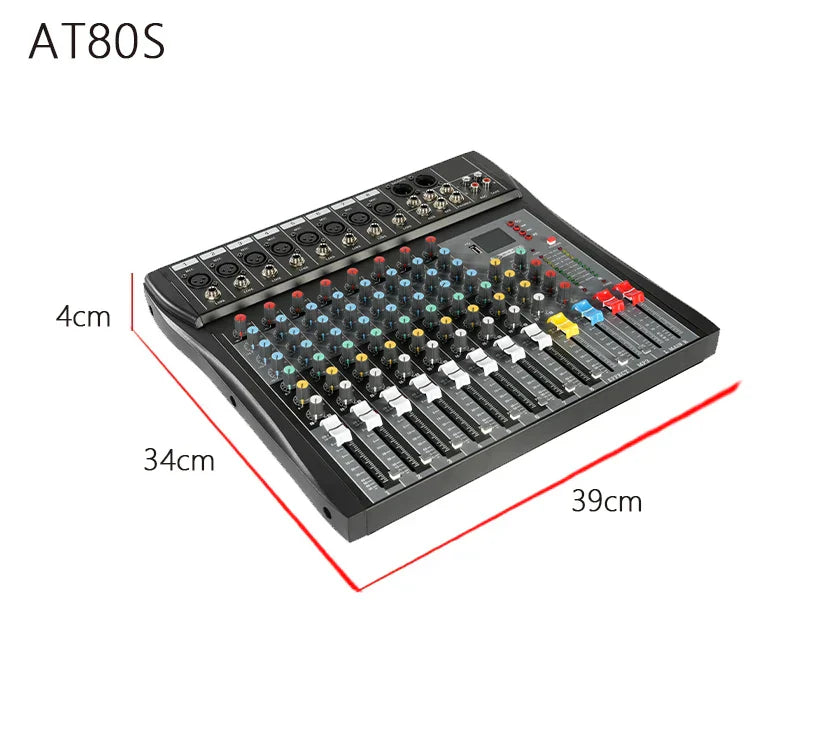 Black 8 channel mixer dj console with colorful knobs and sliders professional usb audio for music karaoke ktv use