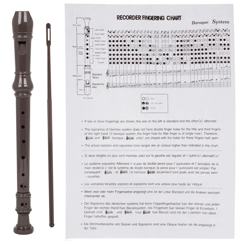 Dark brown abs plastic 8 hole clarinet long flute j32 vertical flute musical instrument with matching cleaning rod