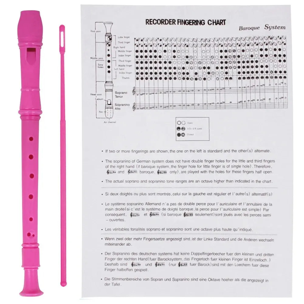 A bright pink abs 8 hole clarinet long flute j32 vertical flute musical instrument for children beginners