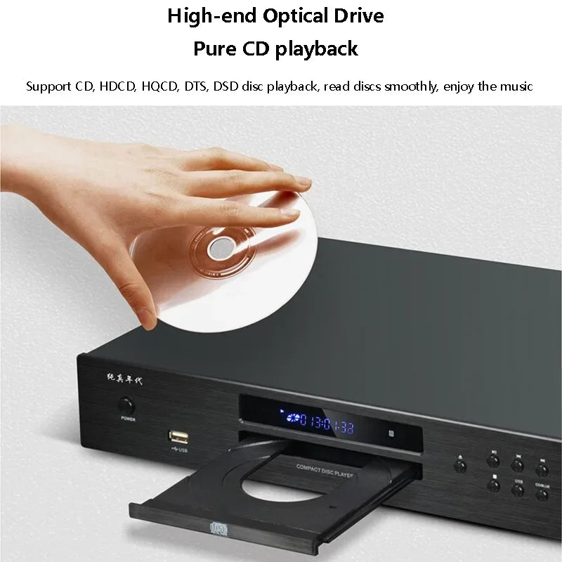 Audiophile HIFI CD Player Bluetooth 5.0 USB Lossless Music Player Balanced Digital Optical Coaxial Output DTS Music Turntable
