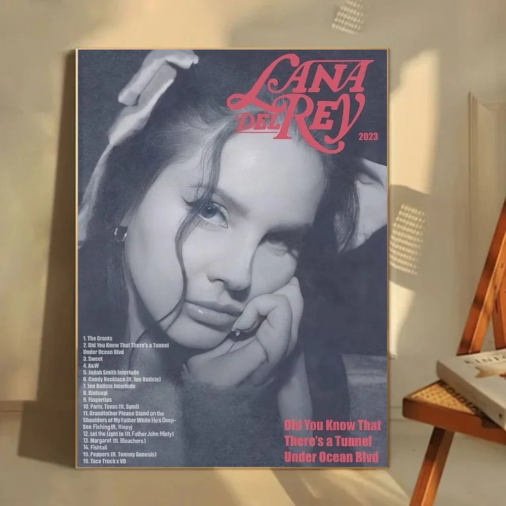 1pc Black And Pink Lana Del Rey Poster Self-adhesive Art Waterproof Paper Sticker Coffee House Bar Room Wall Decor