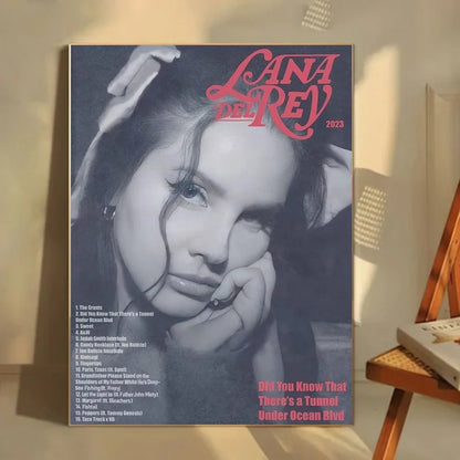1pc Black And Pink Lana Del Rey Poster Self-adhesive Art Waterproof Paper Sticker Coffee House Bar Room Wall Decor
