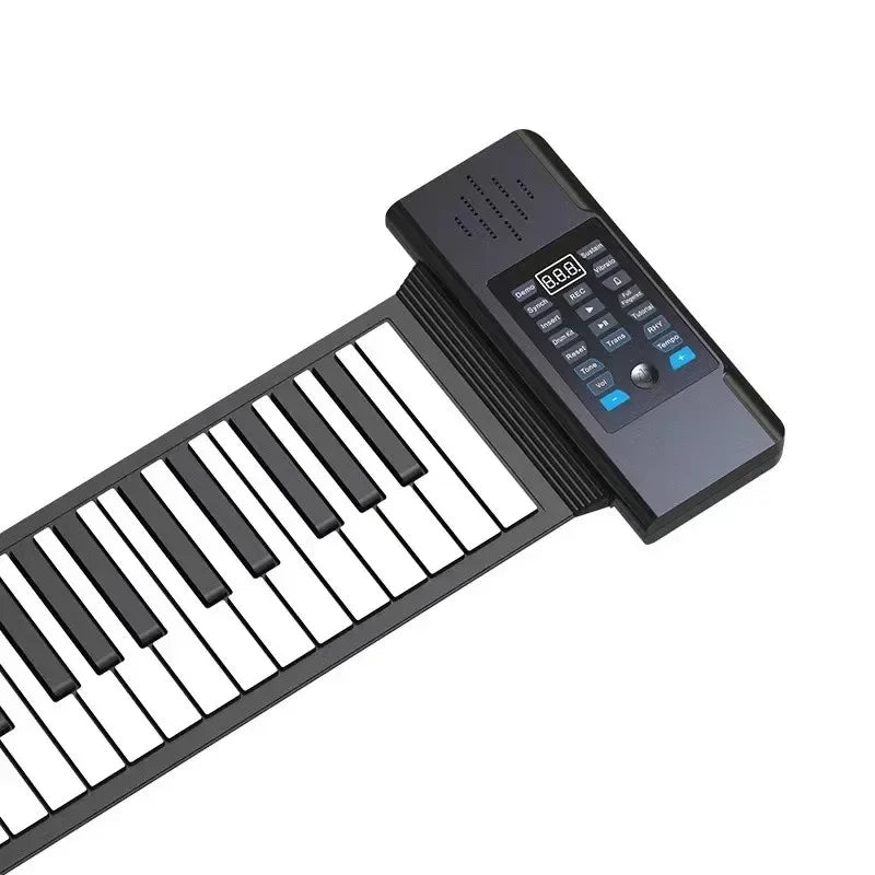 Black and white portable abs soft flexible keyboard digital roll 88 keys electronic piano with control panel