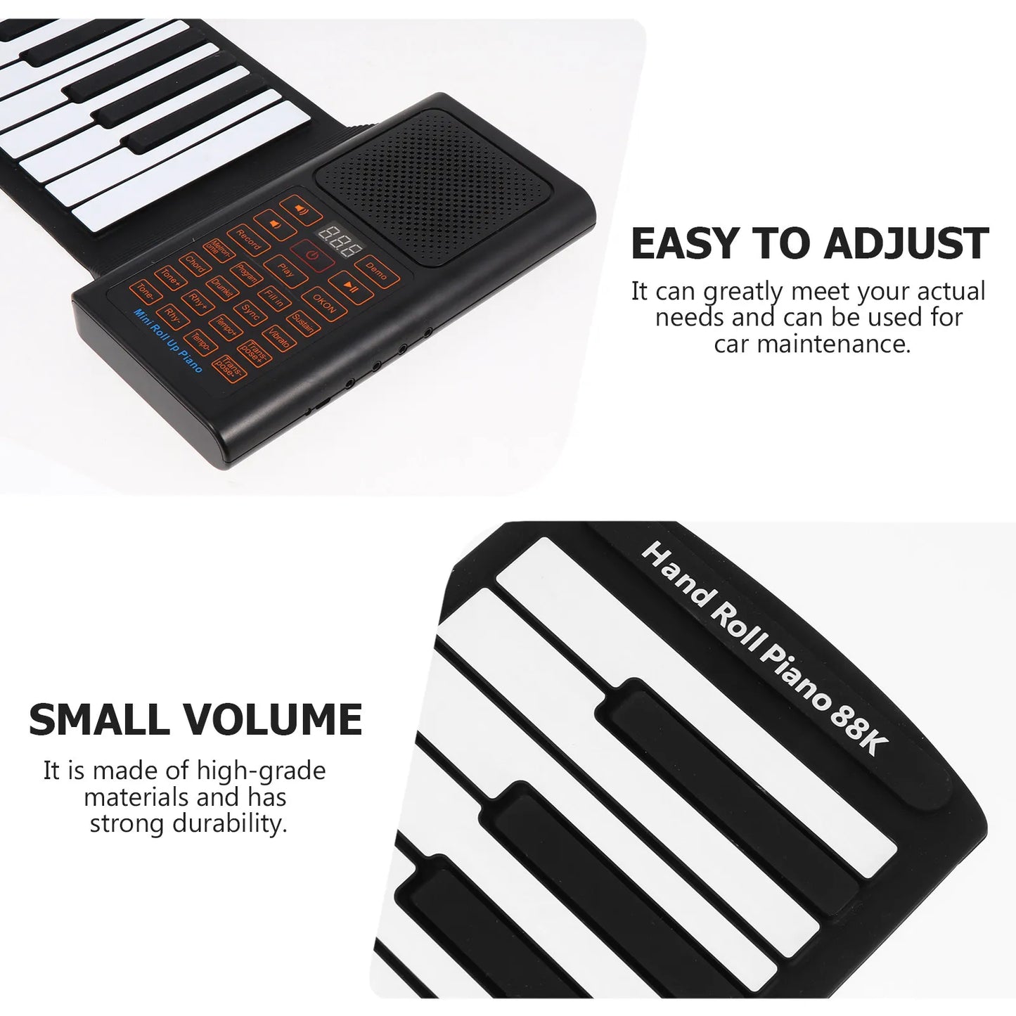 Black and white 88 keys foldable portable rechargeable electronic piano with usb wireless connectivity for music play