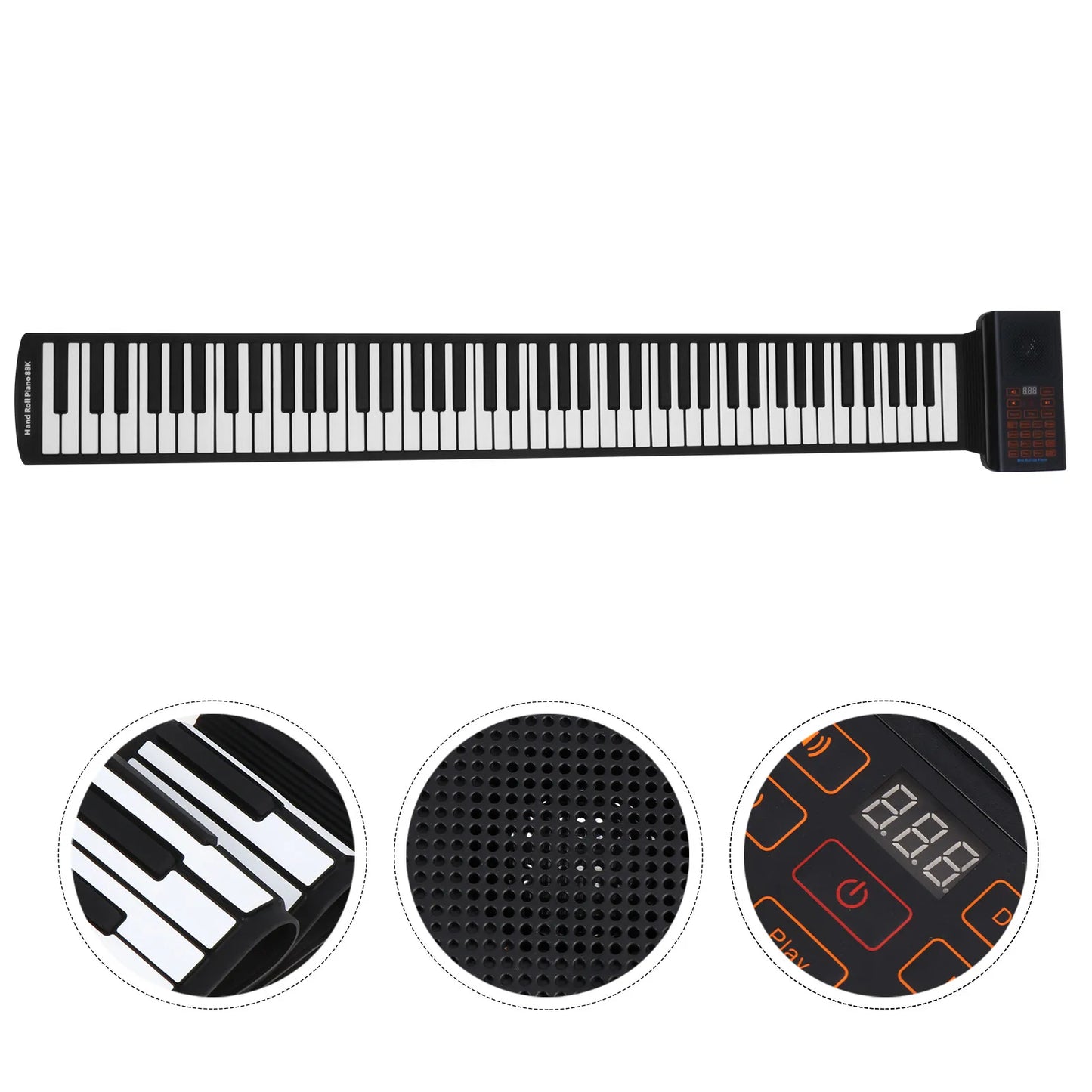 Black and white keys foldable portable rechargeable electronic piano with digital display and usb wireless connectivity panel