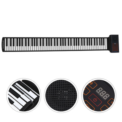 Black and white keys foldable portable rechargeable electronic piano with digital display and usb wireless connectivity panel
