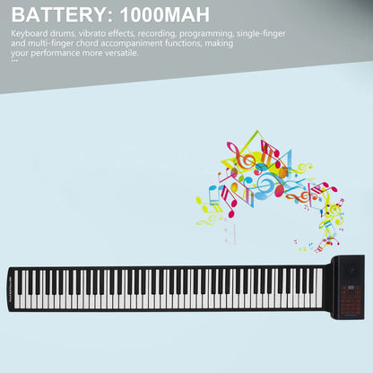 Black and white keys foldable portable rechargeable electronic piano with control panel and usb wireless connectivity
