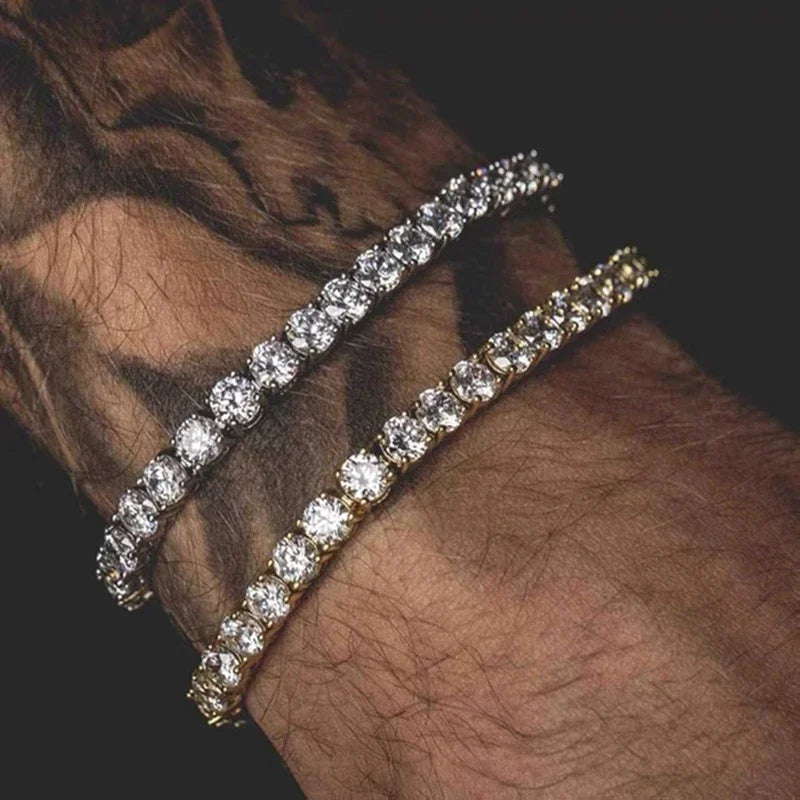 Hiphop Tennis Bracelet Homme Iced Out 3/4/5mm Cubic Zirconia Mens Crystal Chain on The Hand Hip-hop Streetwear Jewelry Male