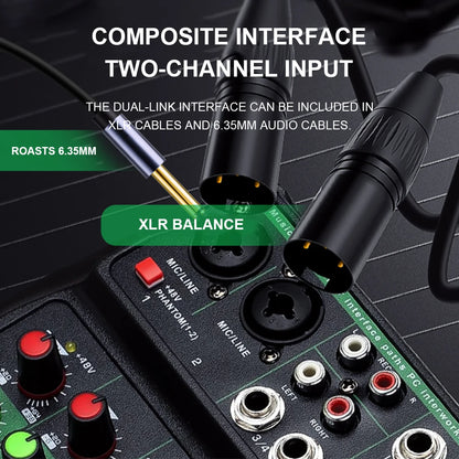 A4 4 Channel Portable Professional Audio Mixer with Bluetooth 48V Phantom,Monitoring Function for DJ Karaoke PC MP3 microphone