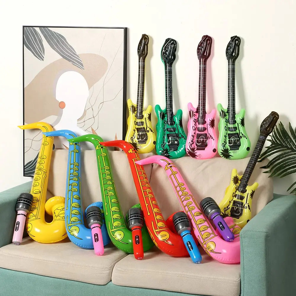 15Pcs Inflatable Instruments Toy Music Balloons Set Simulation Instrument Guitars Saxophones Microphones Party Toy