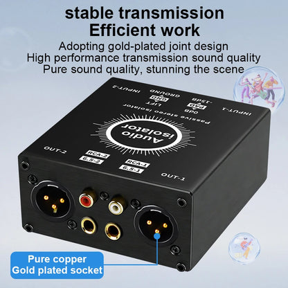 2-Channel XLR Audio Isolator Noise Reduction Filter Eliminates Current Noise 6.5 XLR Mixer Audio Isolators Dual-Channel 6.5 XLR