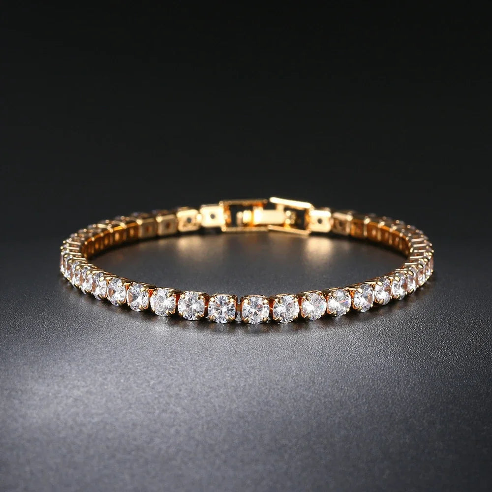 Hiphop Tennis Bracelet Homme Iced Out 3/4/5mm Cubic Zirconia Mens Crystal Chain on The Hand Hip-hop Streetwear Jewelry Male