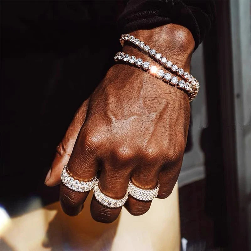 Hiphop Tennis Bracelet Homme Iced Out 3/4/5mm Cubic Zirconia Mens Crystal Chain on The Hand Hip-hop Streetwear Jewelry Male