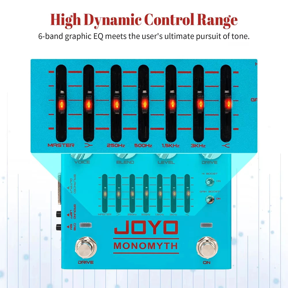 JOYO R-26 Monomyth Bass Preamp Electric Effect Pedal 6-band Graphic EQ Control Real Amplifier Tone Simulation Bass Pedal