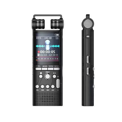 Black voice activated digital voice recorder with dual microphones 16gb 32gb professional recording pcm 1536kbps