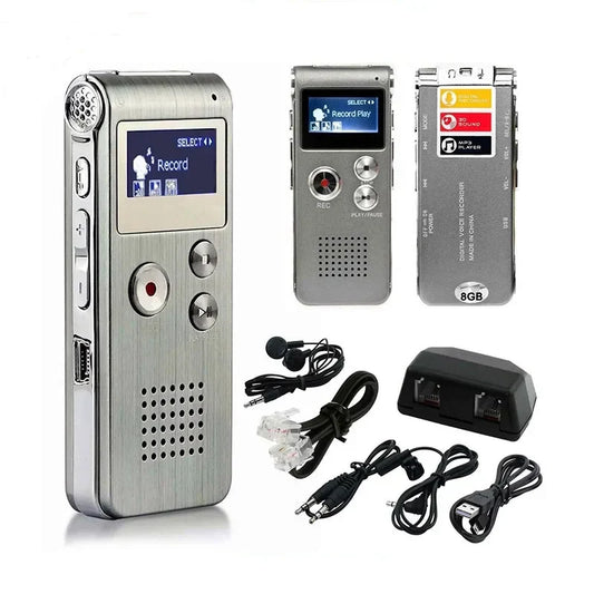 Silver voice recorder mp3 with lcd screen and physical buttons 8GB 16GB 32GB audio recorder professional usb flash drive