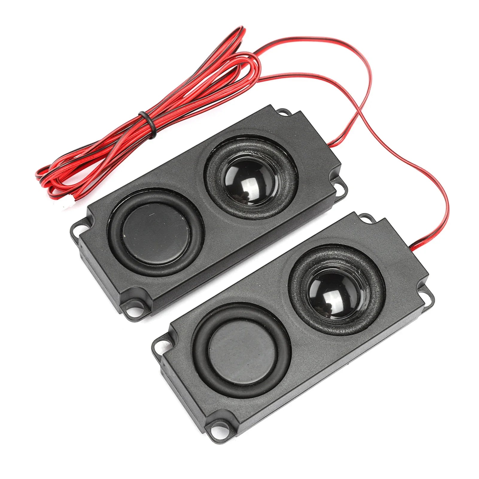 Black rectangular 8Ω 5W magnetic speaker with heavy bass 40mm dual drivers and red wiring for tv monitor promotional offer