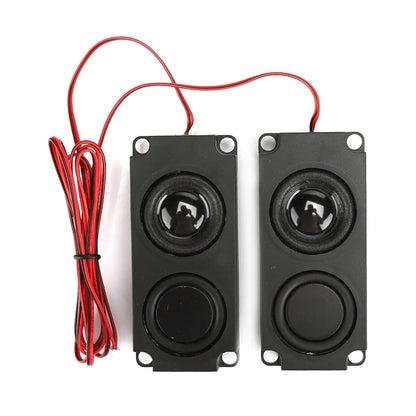 Black rectangular magnetic speaker with dual 40mm drivers and red wires for heavy bass audio promotional offer