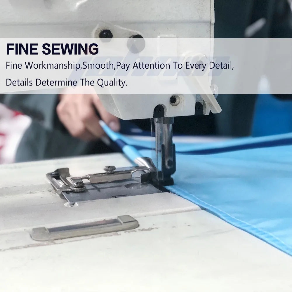 White industrial sewing machine stitching light blue fabric for 90x150cm LilPeeps rap singer music flag tapestry banner