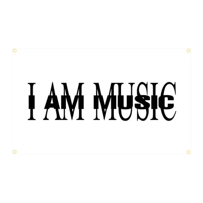 White 90x150cm playboi music carti die lit art flag tapestry with bold black i am music text and corner grommets