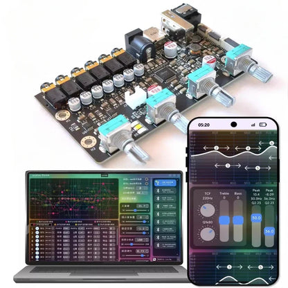 7-channel DSP Preamp Tuning Board Computer Mobile Phone Bluetooth Wireless Tuning 15 Segment EQ