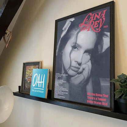 1pc Black And Pink Lana Del Rey Poster Self-adhesive Art Waterproof Paper Sticker Coffee House Bar Room Wall Decor