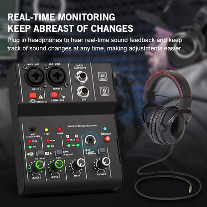 Professional TEYUN Q12M 2Channels Audio Mixer sound console mini USB Audio Interface card MIXER for PC Guitar Recording Studio
