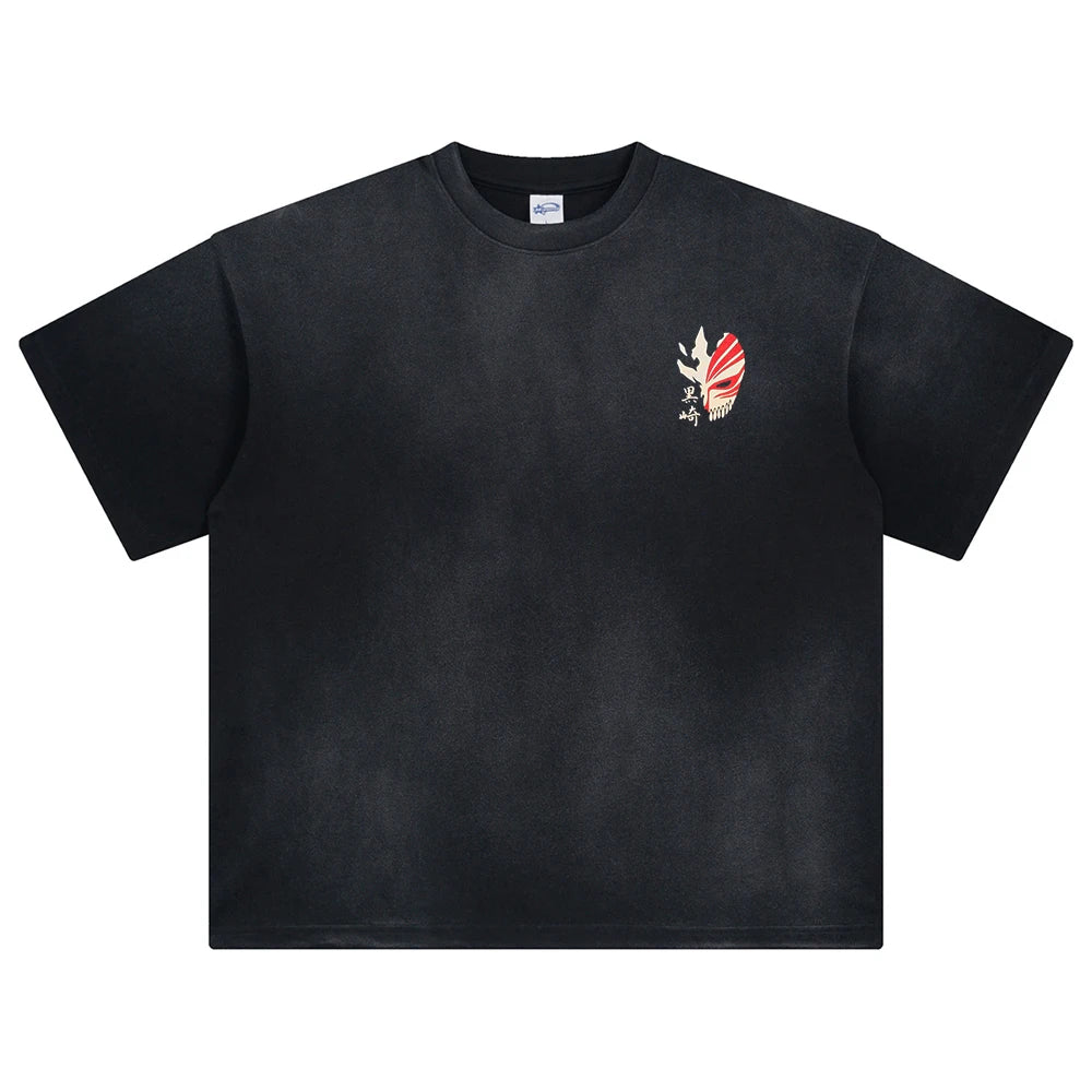 Hip Hop Streetwear Men Fashion Oversized Anime Print T Shirt Summer Black Washed Cotton Vintege Casual Tees Unisex Tops