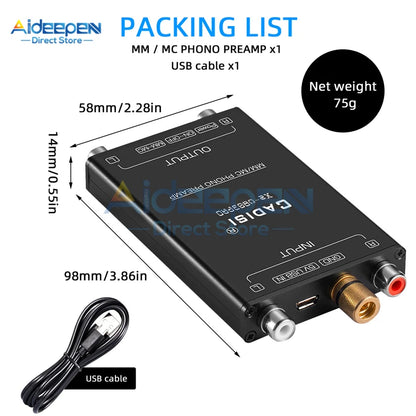USB 5V HiFi Ultra Compact MM MC Phono Turntable Preamp Mini Audio Stereo Phonograph Preamplifier For Turntables
