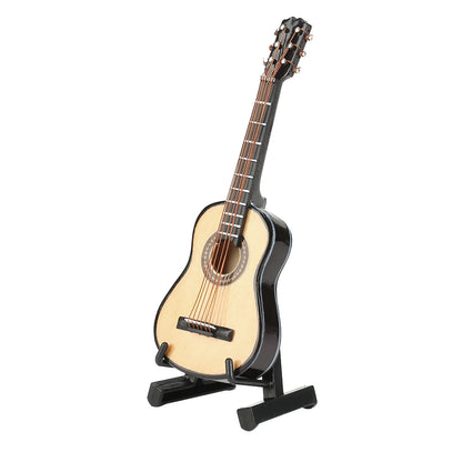 Mini Guitar Display Miniature Wooden Guitar Model Display Mini Musical Ornaments Craft Home Decor with Box for Gift