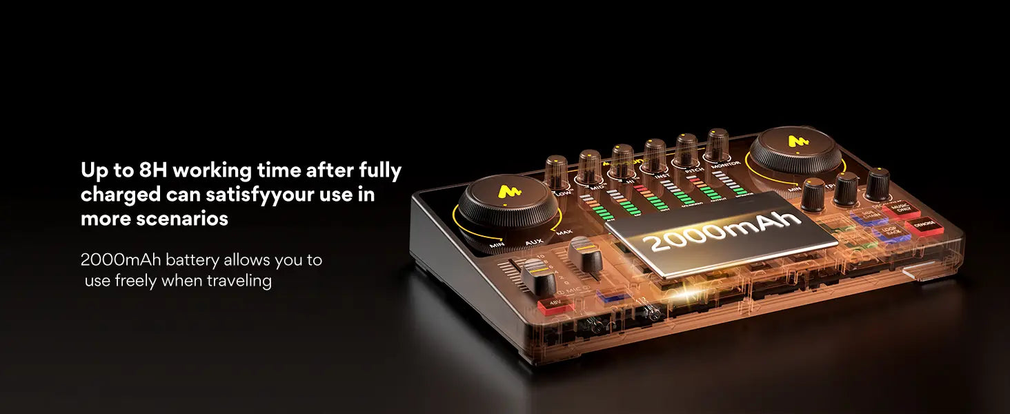 maono AME2 Audio Interface Sound Card DJ Mixer All in One Portable Podcast Studio for Recording,Live Streaming,Youtube,Guitar,PC