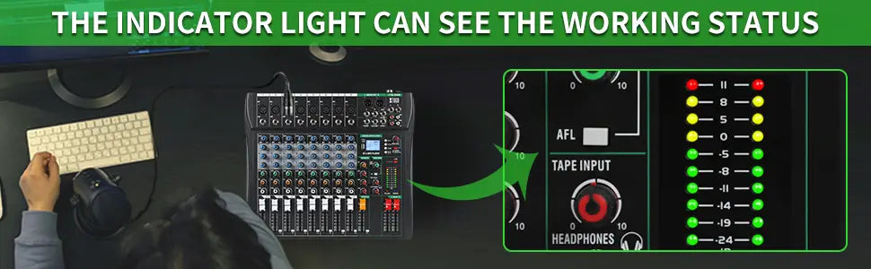 Audio Mixer CT 8 Channel Sound Board Mixing Console Audio Interface PC USB Bluetooth Phantom Digital Effect DJ Live Studio Stage