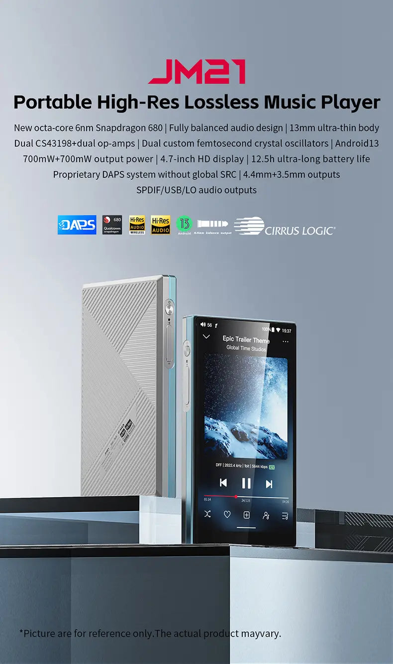 FiiO JM21 Hi-Res Music Player Portable Lossless MP3 Players with Snapdragon 680 Bluetooth WiFi USB DAC