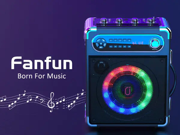 Karaoke Machine with 2 Wireless Microphones,Portable Bluetooth Speaker with Bass/Treble Adjustment,PA System with Remote Control