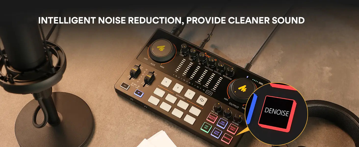 maono AME2 Audio Interface Sound Card DJ Mixer All in One Portable Podcast Studio for Recording,Live Streaming,Youtube,Guitar,PC
