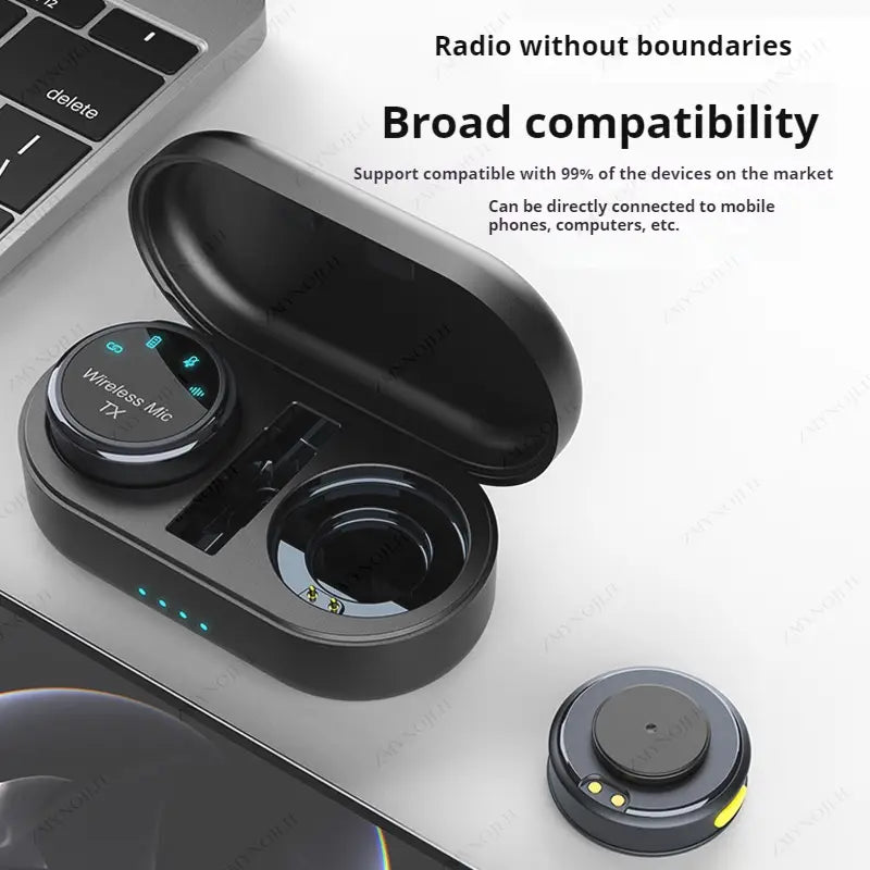 New Magnetic Wireless Lavalier Microphone Noise Canceling Necklace Windproof Cap Audio Video Recording Microphone for Smartphone