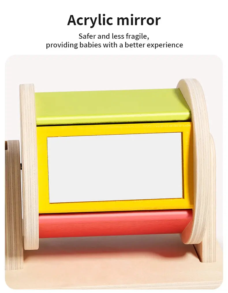 Wooden Montessori Toys Color Rolling Drum Toy Mirror Spinning Puzzle Toy Baby Sensory Early Education Toys Todders Birthday Gift