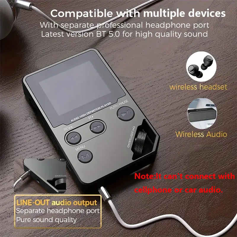 C5 8GB Lossless Bluetooth MP3 Music Player Zinc Alloy Body,Rotary Controls,Wireless Connection,FM Radio,Voice Recorder