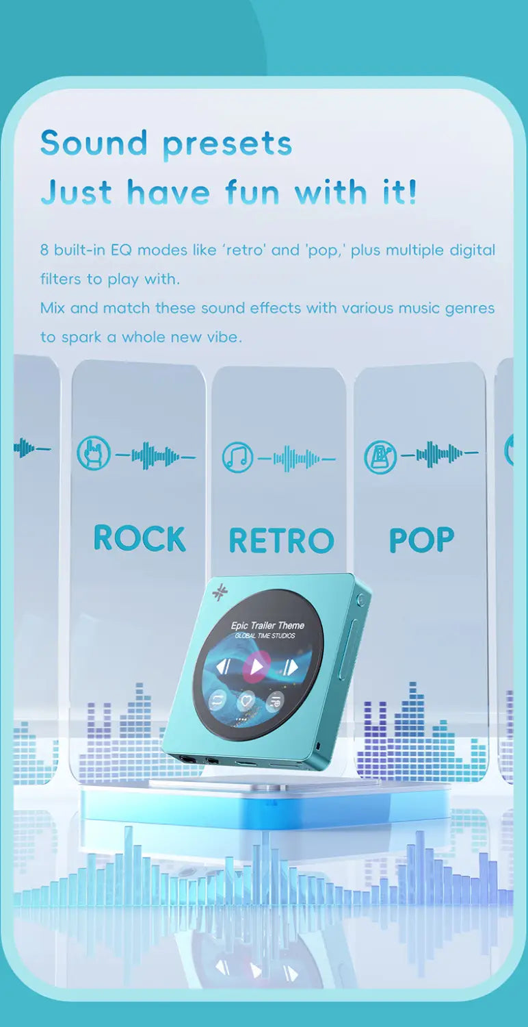 FIIO DISC Portable HiFi Music Player Dual DAC Player with 3.5mm & 4.4mm Outputs Bluetooth 5.4 LDAC Round Touchscreen