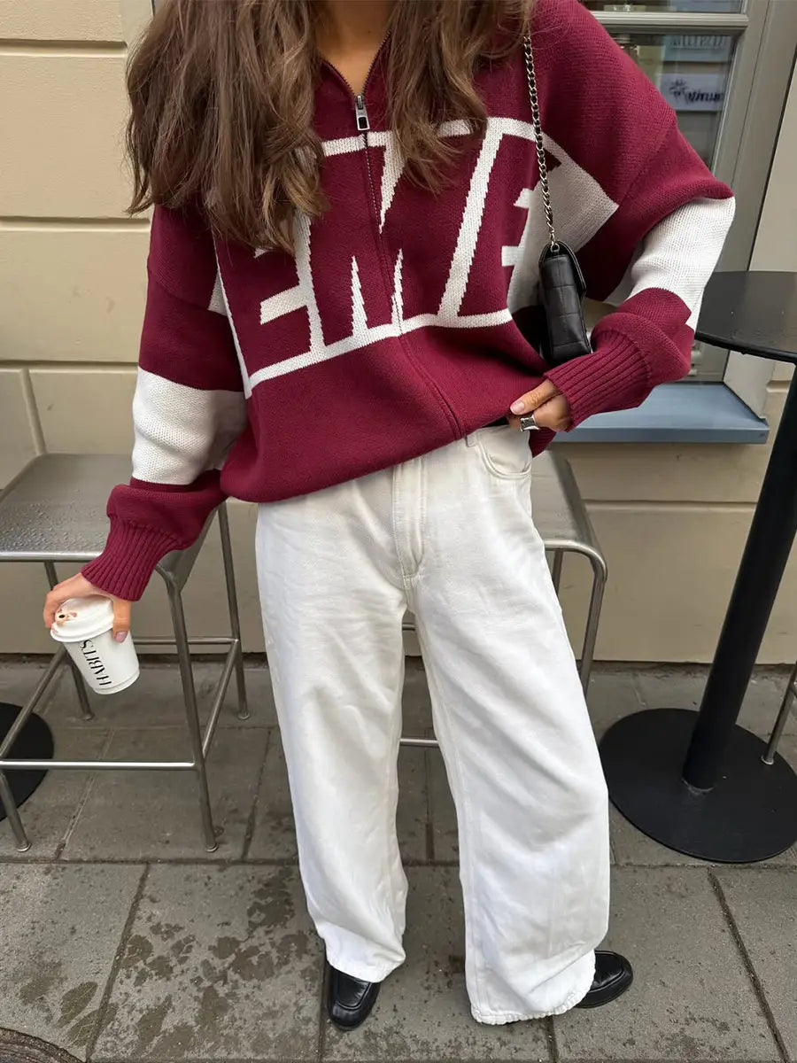Street Harajuku Oversized Men’s Sweater Women Winter Warm Letter Splicing Embroidered Cardigan Y2K Simple Zip Cardigan Clothing