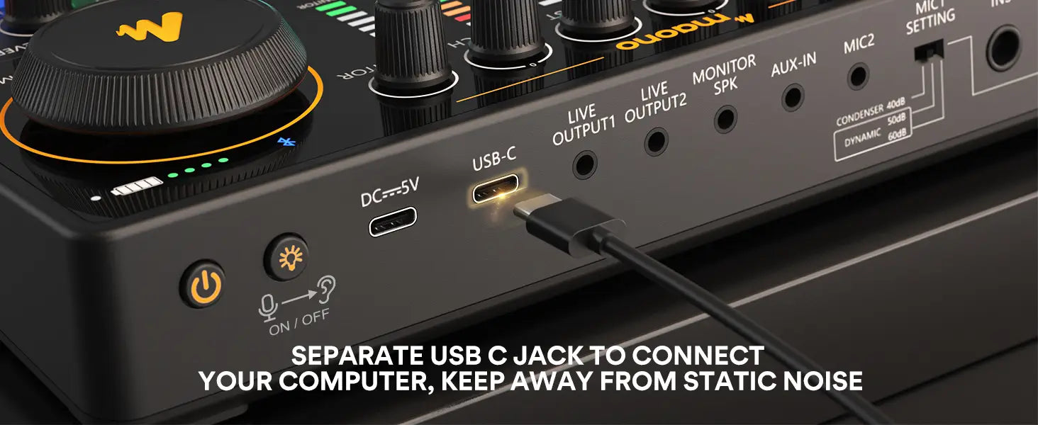 maono AME2 Audio Interface Sound Card DJ Mixer All in One Portable Podcast Studio for Recording,Live Streaming,Youtube,Guitar,PC