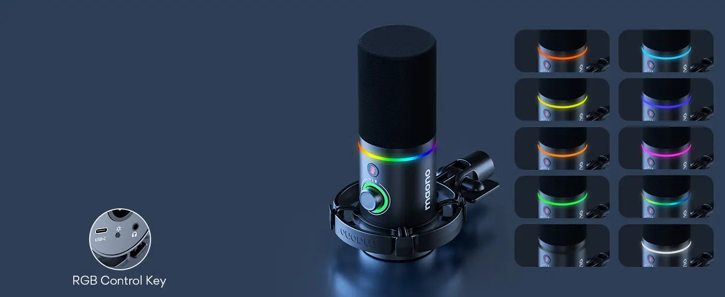 maono PD200X XLR\USB Dynamic Microphone for Gaming Recording Streaming Youtube Metal Mic with Software Tap-to-Mute Gain Knob